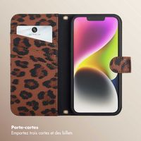 Selencia Étui de télephone portefeuille imprimé léopard Sabi Apple iPhone 14 / 13 - Mocha Brown