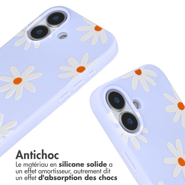 imoshion Coque design en silicone avec cordon Apple iPhone 17 - Lila Flower Distance
