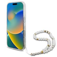 Guess MagSafe IML Glitter Case avec beads strap iPhone 16 Pro - Transparent