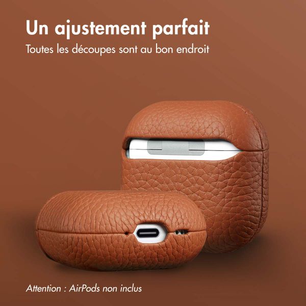 Accezz Coque en Cuir véritable Apple AirPods 4 - Cognac