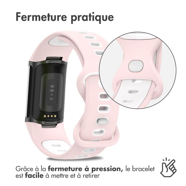 imoshion Bracelet sportif en silicone Fitbit Charge 5 / Charge 6 - Rose / Blanc