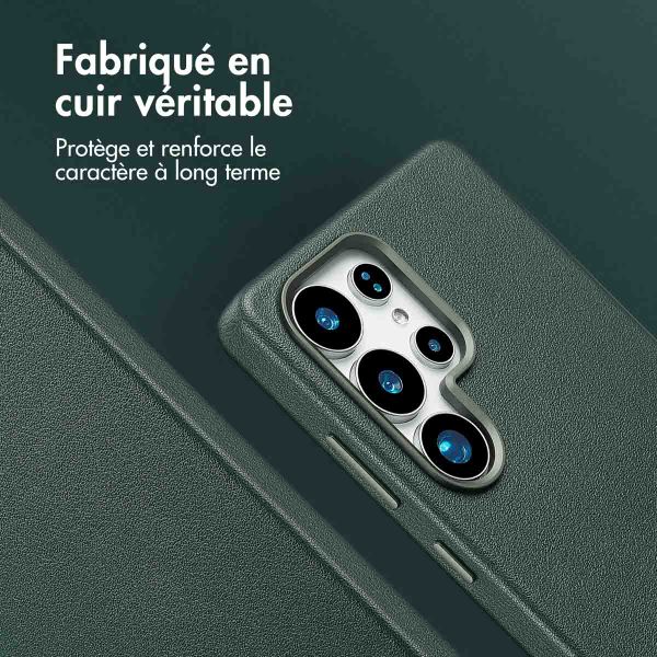 Accezz Coque arrière en cuir avec Magsafe Samsung Galaxy S25 Ultra - Cedar Green