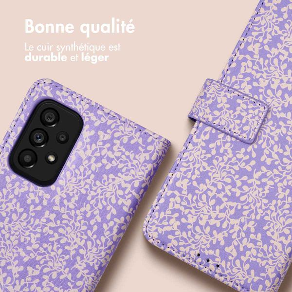 imoshion ﻿Étui de téléphone portefeuille Design Samsung Galaxy A53 - Purple White Flowers