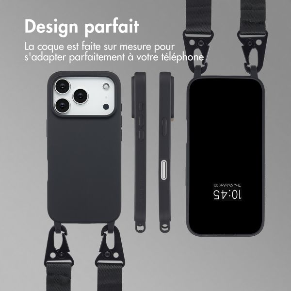 Selencia Coque silicone avec cordon amovible Apple iPhone 17 Pro Max - Noir