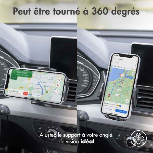 imoshion Support de téléphone pour voiture - Réglable - Universel - Carbone - Grille de ventilation - Noir