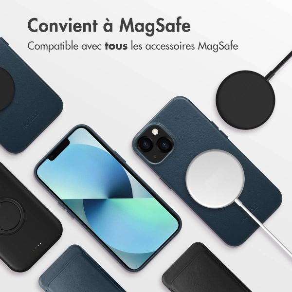 Accezz Coque arrière en cuir avec MagSafe Apple iPhone 13 - Nightfall Blue