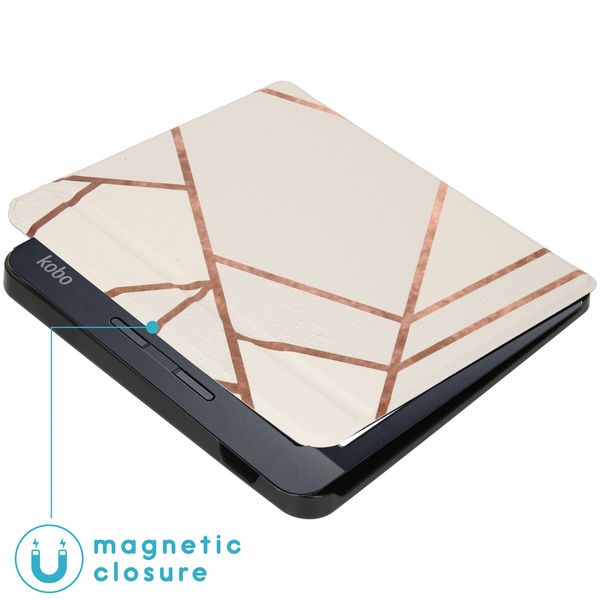 imoshion ﻿Design Slim Hard Sleepcover avec support Kobo Libra H2O - White Graphic