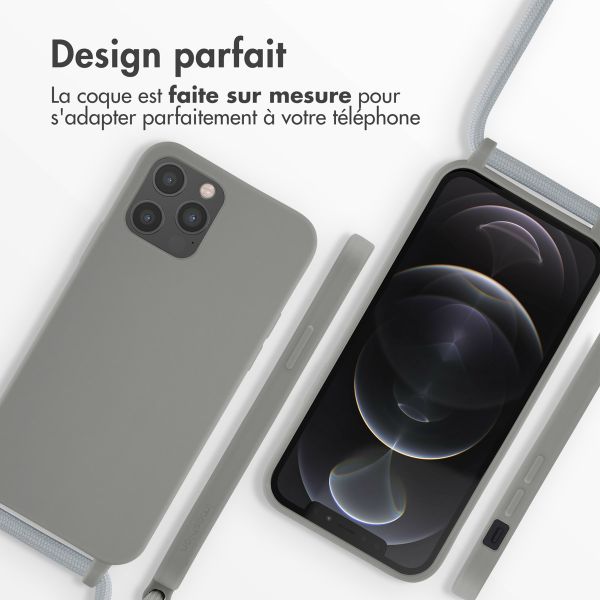 imoshion Coque en silicone avec cordon Apple iPhone 12 (Pro) - Gris clair