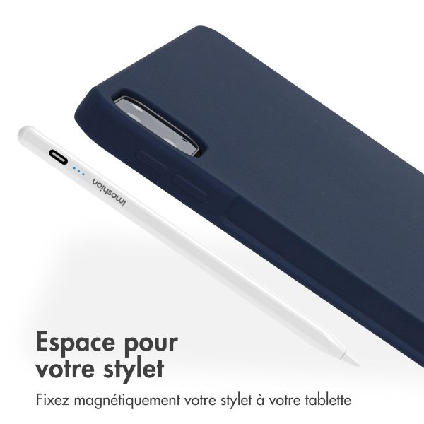 Accezz Coque Liquid Silicone avec porte-stylet Apple iPad Pro 12.9 (2022) / Pro 12.9 (2021) / Pro 12.9 (2020) - Bleu foncé