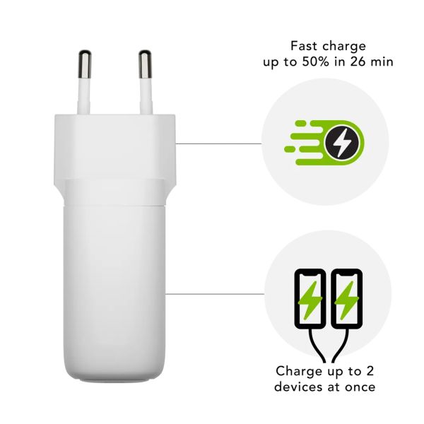 dbramante1928 re-charge | Chargeur Secteur - USB-C 65 watts + USB-A 18 watts - Blanc