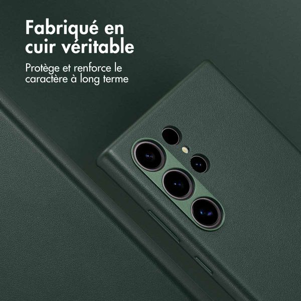 Accezz Coque arrière en cuir avec MagSafe Samsung Galaxy S24 Ultra - Cedar Green