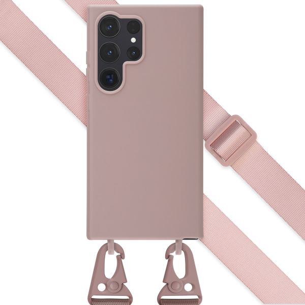 Selencia Coque silicone avec cordon amovible Samsung Galaxy S24 Ultra - Sand Pink