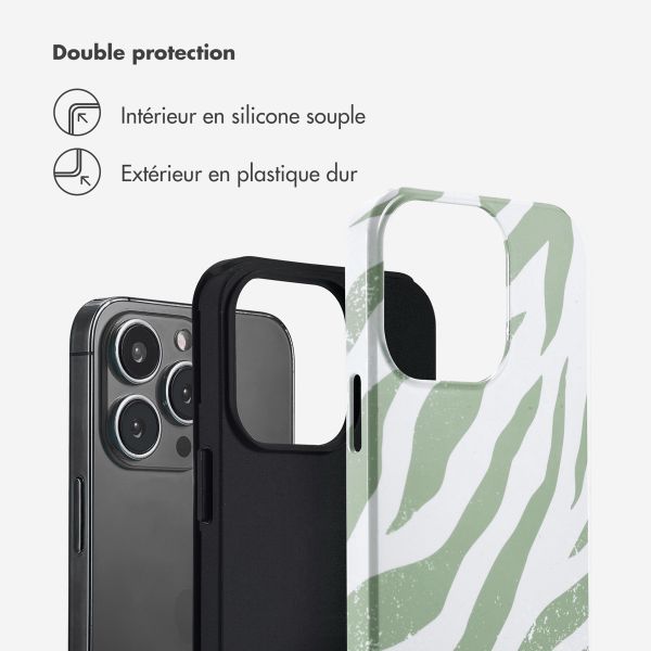Selencia Coque arrière Vivid Apple iPhone 13 Pro - Colorful Zebra Sage Green