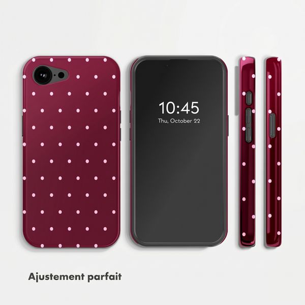 Selencia Coque arrière Vivid avec MagSafe Apple iPhone 17e / 16e - Happy Dots Burgundy