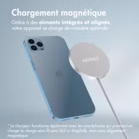 Accezz Chargeur sans fil USB-C - Chargeur sans fil MagSafe et Qi2 - 1 mètres - Blanc