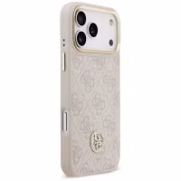 Guess Coque arrière en cuir avec logo Strass classique et MagSafe Apple iPhone 17 Pro Max - Rose