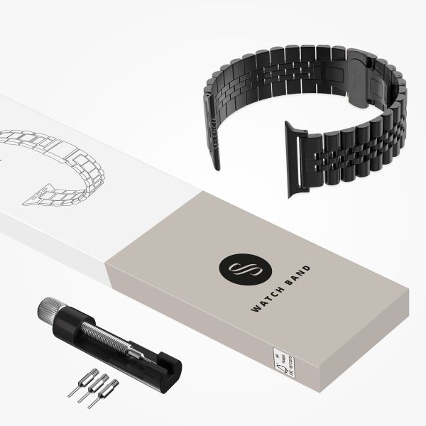 Selencia Bracelet Metallique Jubilee Apple Watch Series 1 t/m 9 / SE (38/40/41 mm) | Series 10 / 11 (42 mm) - Noir