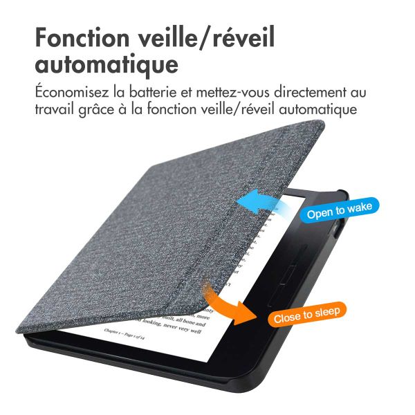 imoshion Étui de liseuse portefeuille Canvas Sleepcover avec support Tolino Vision 5 - Glitter Noir