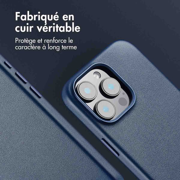 Accezz Coque arrière en cuir avec MagSafe iPhone 16 Pro Max - Nightfall Blue