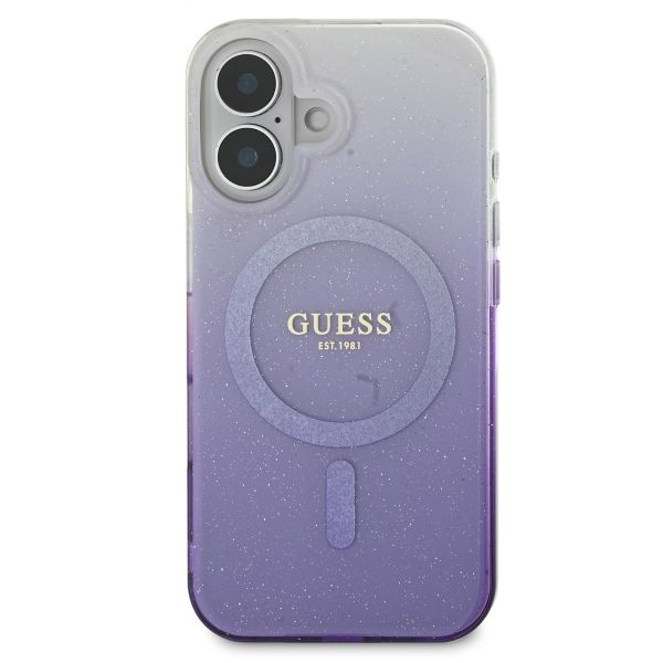 Guess Coque MagSafe IML Glitter Gradient Apple iPhone 16 - Purple