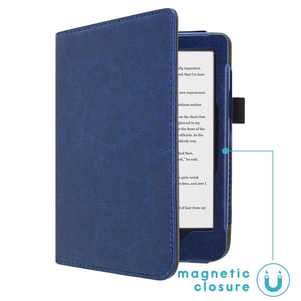 imoshion Étui de liseuse portefeuille en cuir végan Kobo Clara HD - Bleu foncé