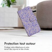 imoshion ﻿Étui de téléphone portefeuille Design Samsung Galaxy A14 (5G/4G) - Purple White Flowers