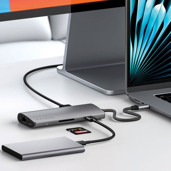 Satechi Adaptateur multiport USB-C V3 | HDMI 8K avec Ethernet - Gris sidéral