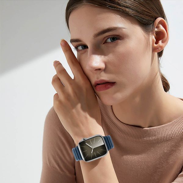 WiWu Bracelet à maillons tissés magnétiques Apple Watch Series 1 á 10 / SE / Ultra (2) (44/45/46/49 mm) - Bleu Océan