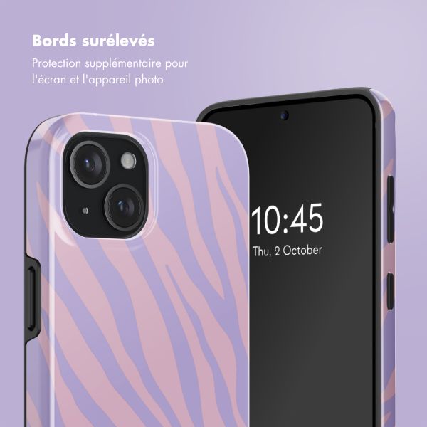 Selencia Coque arrière Vivid Tough avec MagSafe iPhone 15 - Zebra Light Pink Lilac