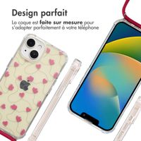 imoshion Coque Design avec cordon Apple iPhone 15 - Dusty Rose Connected Hearts