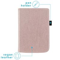 imoshion Étui de liseuse portefeuille en cuir végan Pocketbook Touch Lux 5 / HD 3 / Basic Lux 4 / Vivlio Lux 5 - Rose Doré