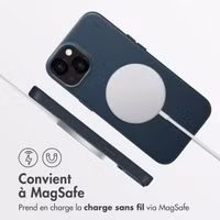 Accezz Coque arrière en cuir avec MagSafe Apple iPhone 13 - Nightfall Blue
