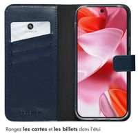 Selencia Étui portefeuille en cuir véritable Google Pixel 10 / 10 Pro - Blauw