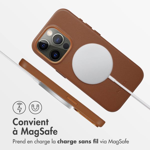 Accezz Coque arrière en cuir avec MagSafe Apple iPhone 15 Pro - Sienna Brown