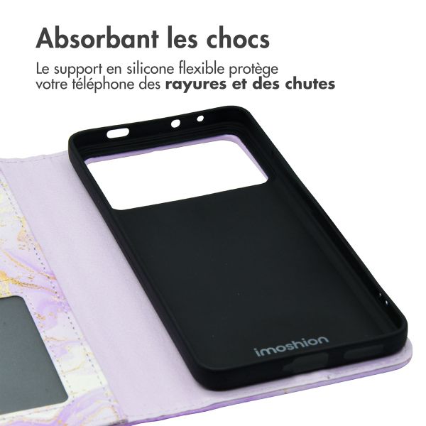 imoshion Étui de télephone portefeuille Design Xiaomi Poco X6 Pro - Purple Marble
