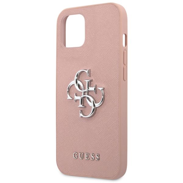 Guess Coque 4G Metal Logo Saffiano Apple iPhone 13 Mini - Rose