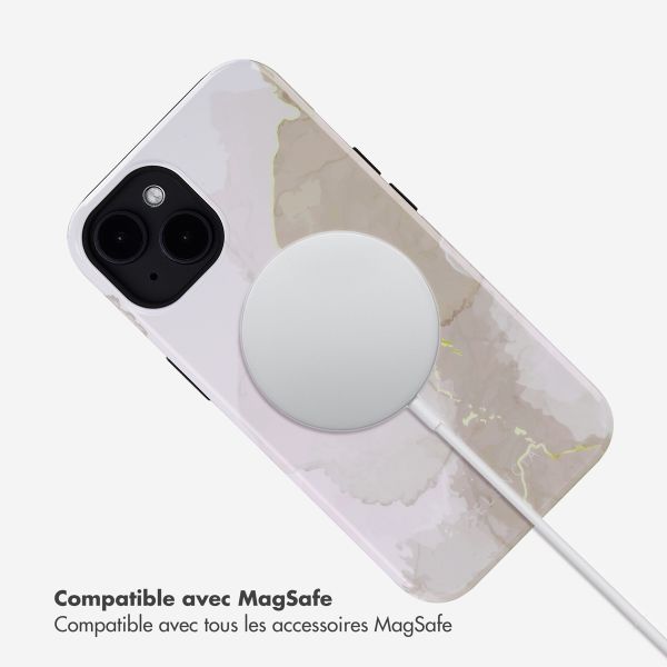 Selencia Coque arrière Vivid avec MagSafe Apple iPhone 14 - Marble Light Brown