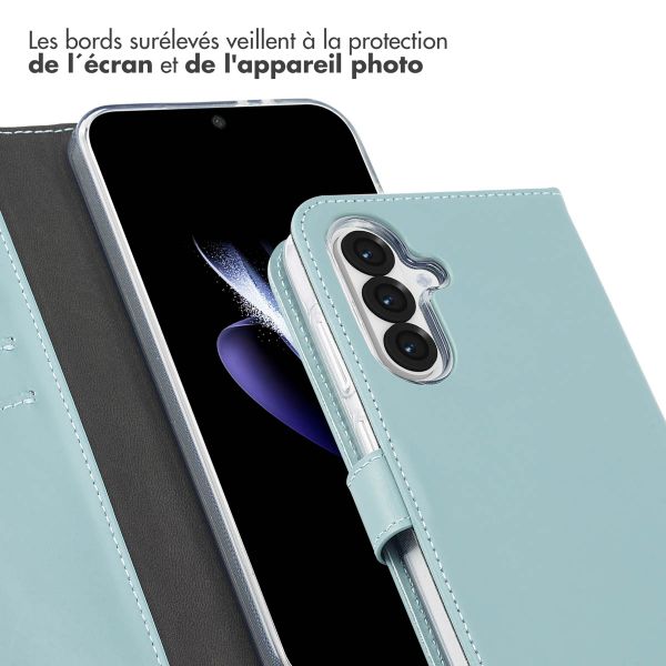 Selencia Étui de téléphone portefeuille en cuir véritable Samsung Galaxy A56 - Air Blue