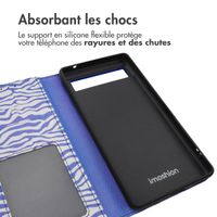 imoshion Étui de télephone portefeuille Design Google Pixel 6a - White Blue Stripes
