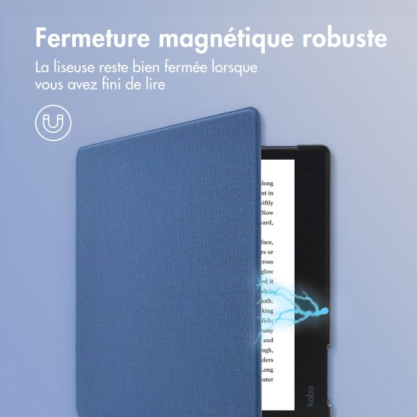 imoshion Étui de liseuse portefeuille Canvas Sleepcover Kobo Elipsa 2E - Bleu foncé