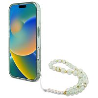 Guess MagSafe IML Flowers Case avec beads strap Apple iPhone 16 Pro - Green