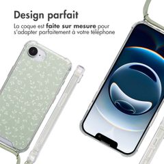 imoshion Coque Design avec cordon Apple iPhone 16e - Smoke Green Flowers