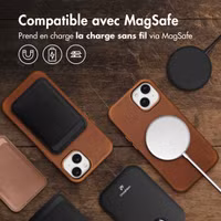 Accezz Coque MagSafe en cuir vintage Apple iPhone 14 - Tabacco Cognac