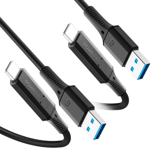 Spigen Câble USB tressé PowerArc - USB-A vers USB-C - 1 mètre - Noir - Duo-pack 