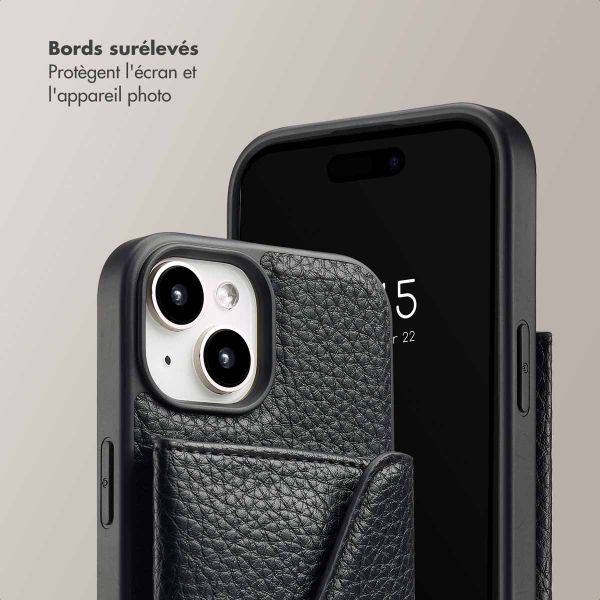 Selencia Coque à cordon avec porte-cartes enveloppe Sera iPhone 15 - Noir