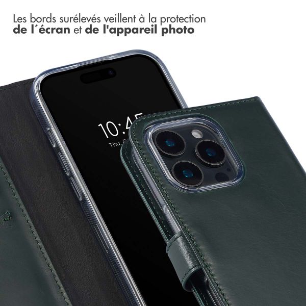 Selencia Étui portefeuille en cuir véritable Apple iPhone 16 Pro - Vert