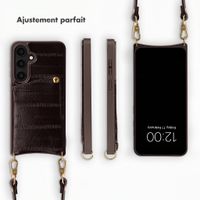 Selencia Nova coque arrière en cuir véritable avec porte-cartes Samsung Galaxy S25 - Dark Chocolate