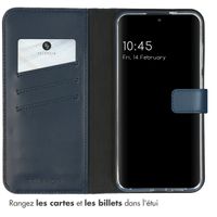 Selencia Étui portefeuille en cuir véritable Samsung Galaxy S24 Plus - Bleu foncé