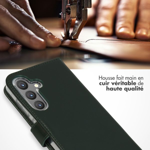 Selencia Étui portefeuille en cuir véritable Samsung Galaxy S24 - Vert