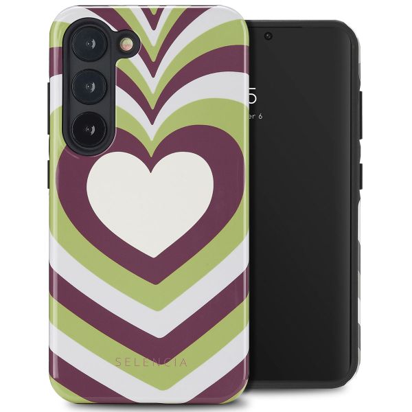 Selencia Coque arrière Vivid Tough Samsung Galaxy S23 - Double Hearts Plum Fern